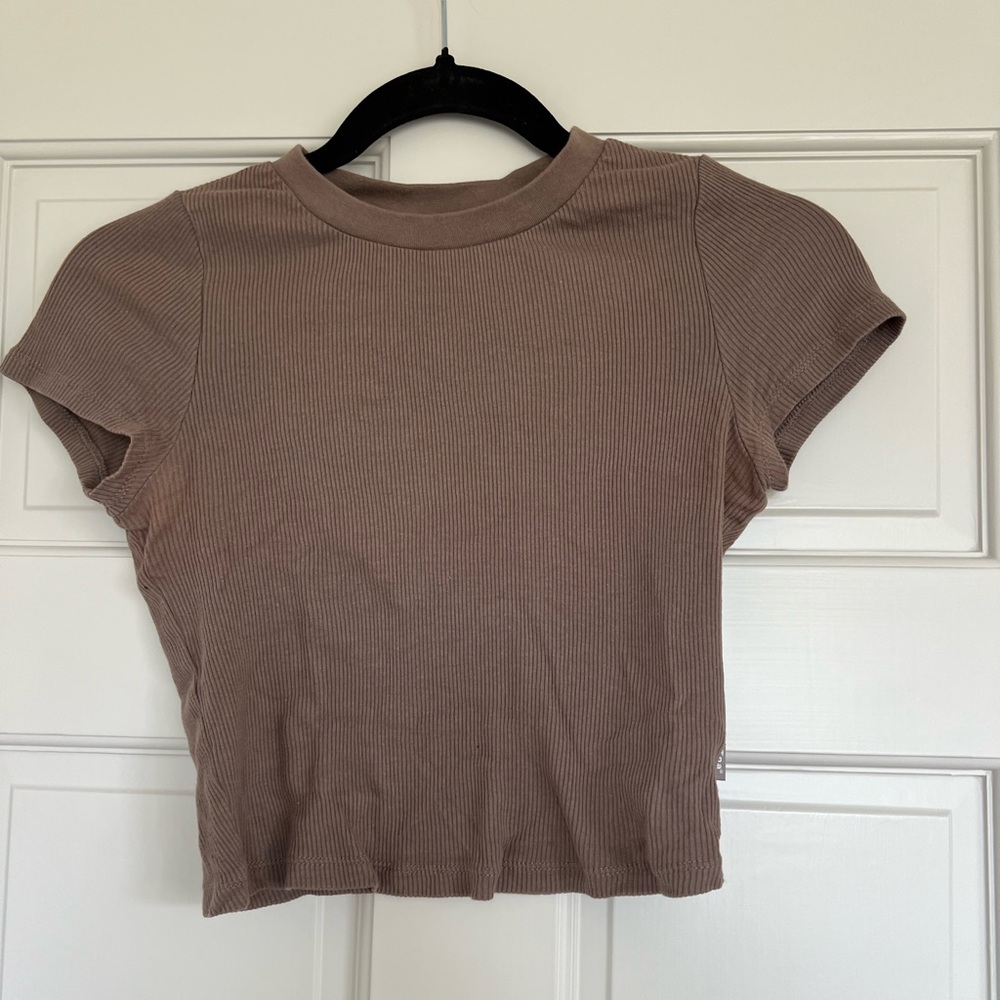 TNA Brown Rib Seamless Willow T-Shirt
